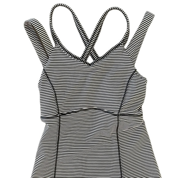 Lululemon Happy Strappy Tank, Mini Pop Stripe Black Mink Berry, Size 2 - Picture 10 of 14